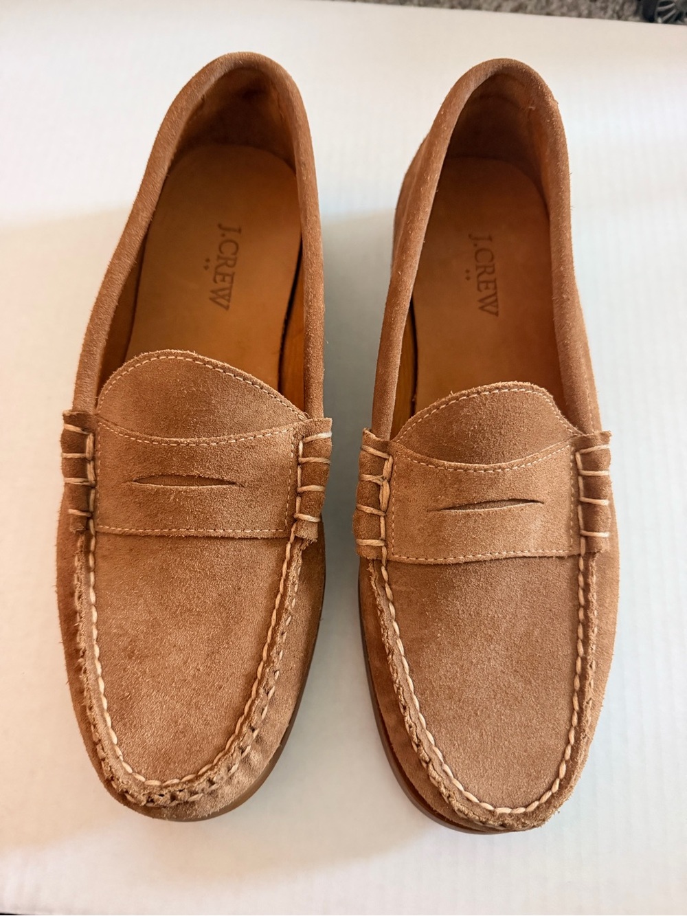 J. Crew Men’s Suede Penny Loafers in Tan size 9